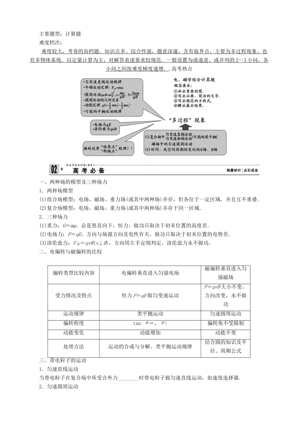 2013年高考物理二轮 压轴突破 专题3第8讲带电粒子在复合场中的运动常考的2个问题(计算题)教案_第2页