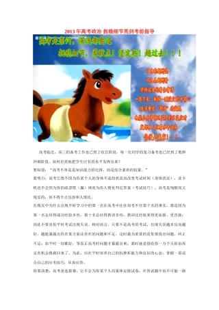 2013年高考政治 扼稳细节亮剑考前指导