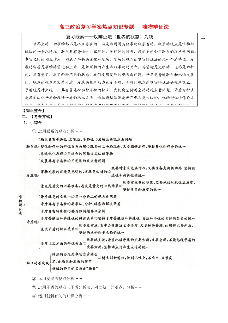2013年高考政治 热点知识专题复习 辩证法学案 新人教版_第1页