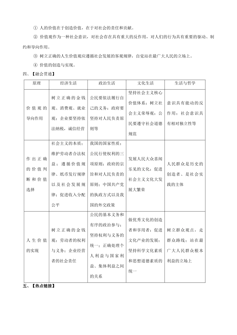 2013年高考政治 热点知识专题复习 人生价值观学案 新人教版_第2页