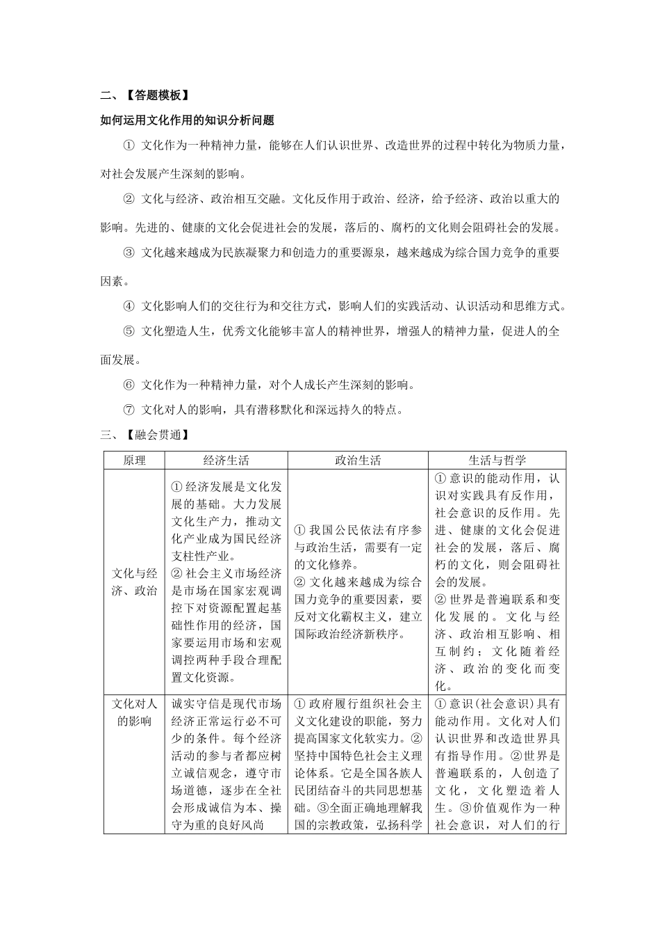 2013年高考政治 热点知识专题复习 文化的作用学案 新人教版_第2页