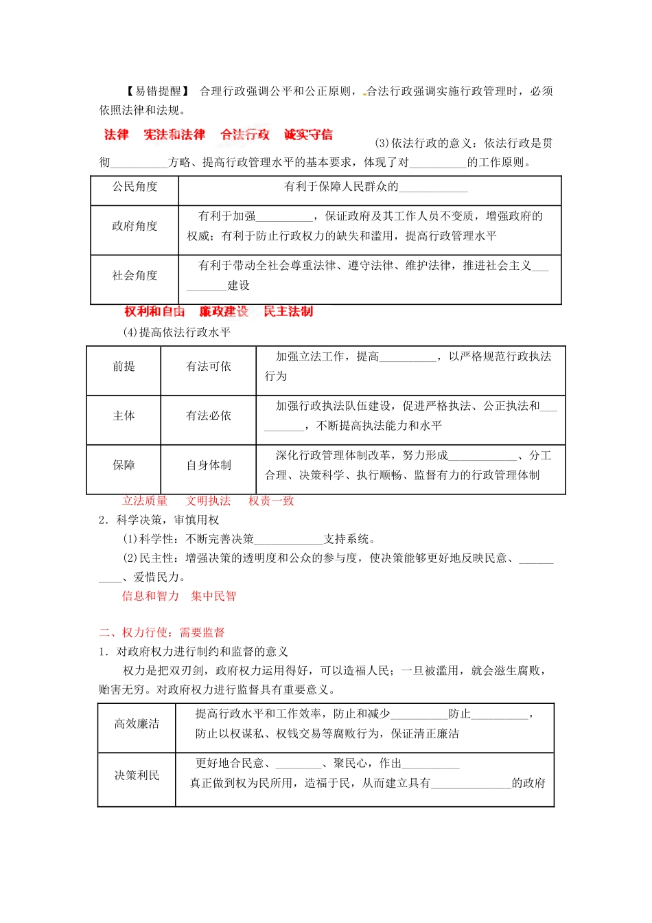 2013年高考政治一轮复习精品学案 专题15 我国政府受人民的监督（教师版）_第2页