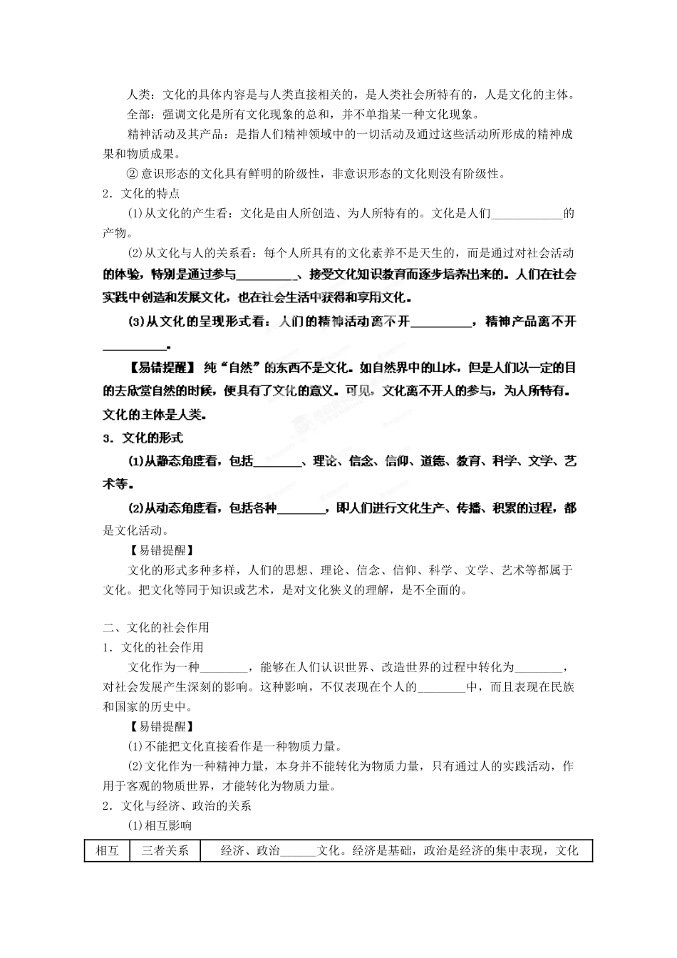 2013年高考政治一轮复习精品学案 专题21 文化与社会（学生版）_第2页
