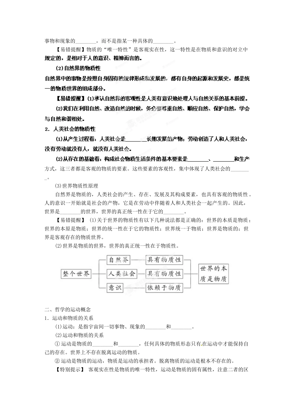 2013年高考政治一轮复习精品学案 专题34 探究世界的本质（学生版）_第2页