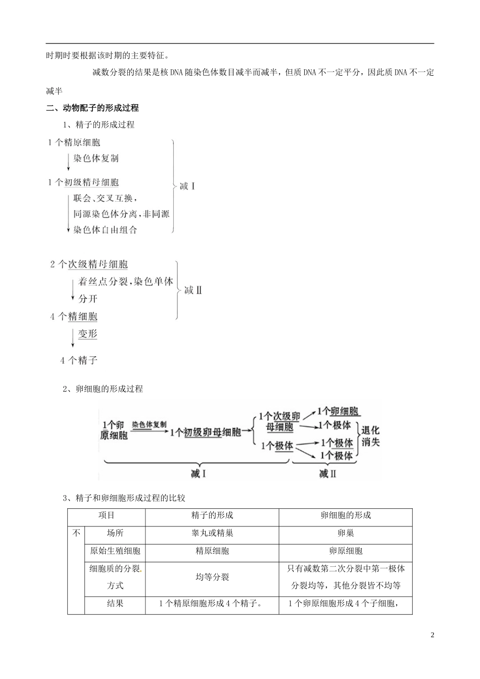 2013版高考生物一轮精品复习 2.1 减数分裂和受精作用学案 新人教版必修2_第2页
