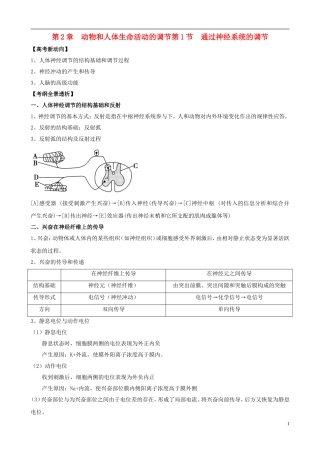 2013版高考生物一轮精品复习 2.1 通过神经系统的调节学案 新人教版必修3