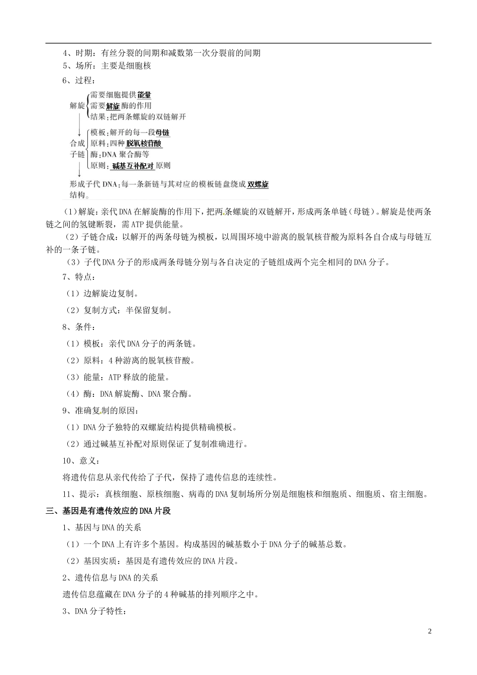 2013版高考生物一轮精品复习 3.2 DNA分子的结构、DNA分子的复制和基因是有遗传效应的DNA片段学案 新人教版必修2_第2页