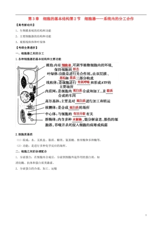 2013版高考生物一轮精品复习 3.2 细胞器 系统内的分工合作学案 新人教版必修1