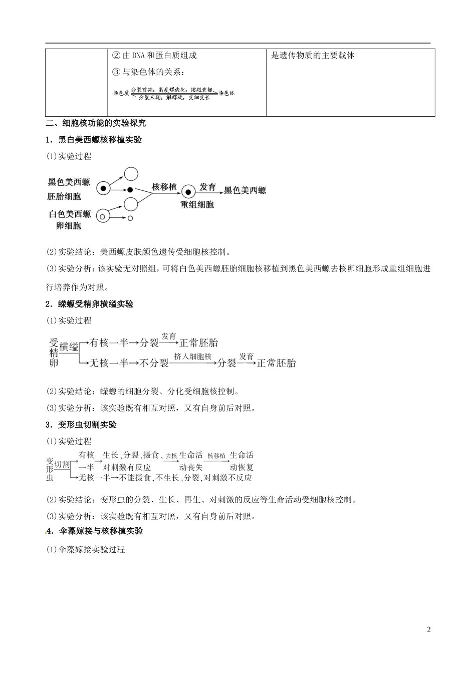 2013版高考生物一轮精品复习 3.3 细胞核 系统的控制中心学案 新人教版必修1_第2页