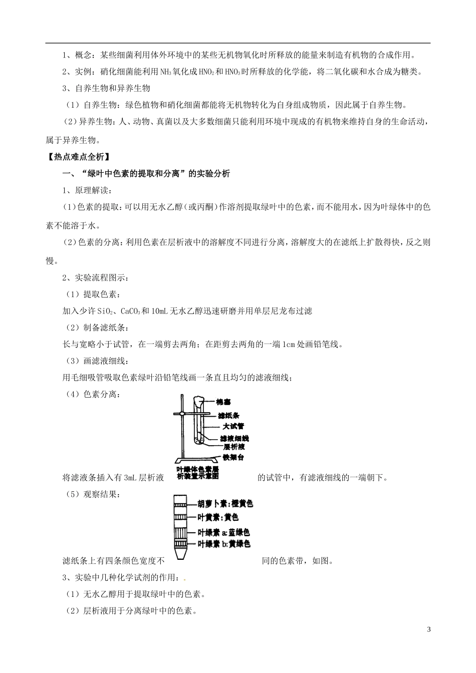 2013版高考生物一轮精品复习 5.3 能量之源 光与光合作用学案 新人教版必修1_第3页
