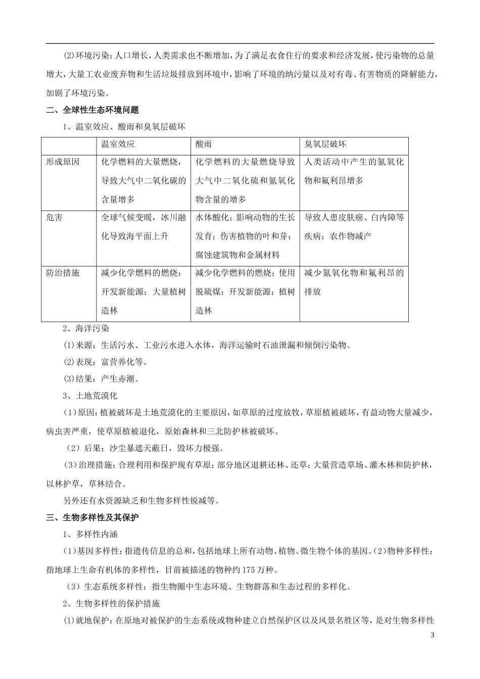 2013版高考生物一轮精品复习 6 生态环境的保护学案 新人教版必修3_第3页