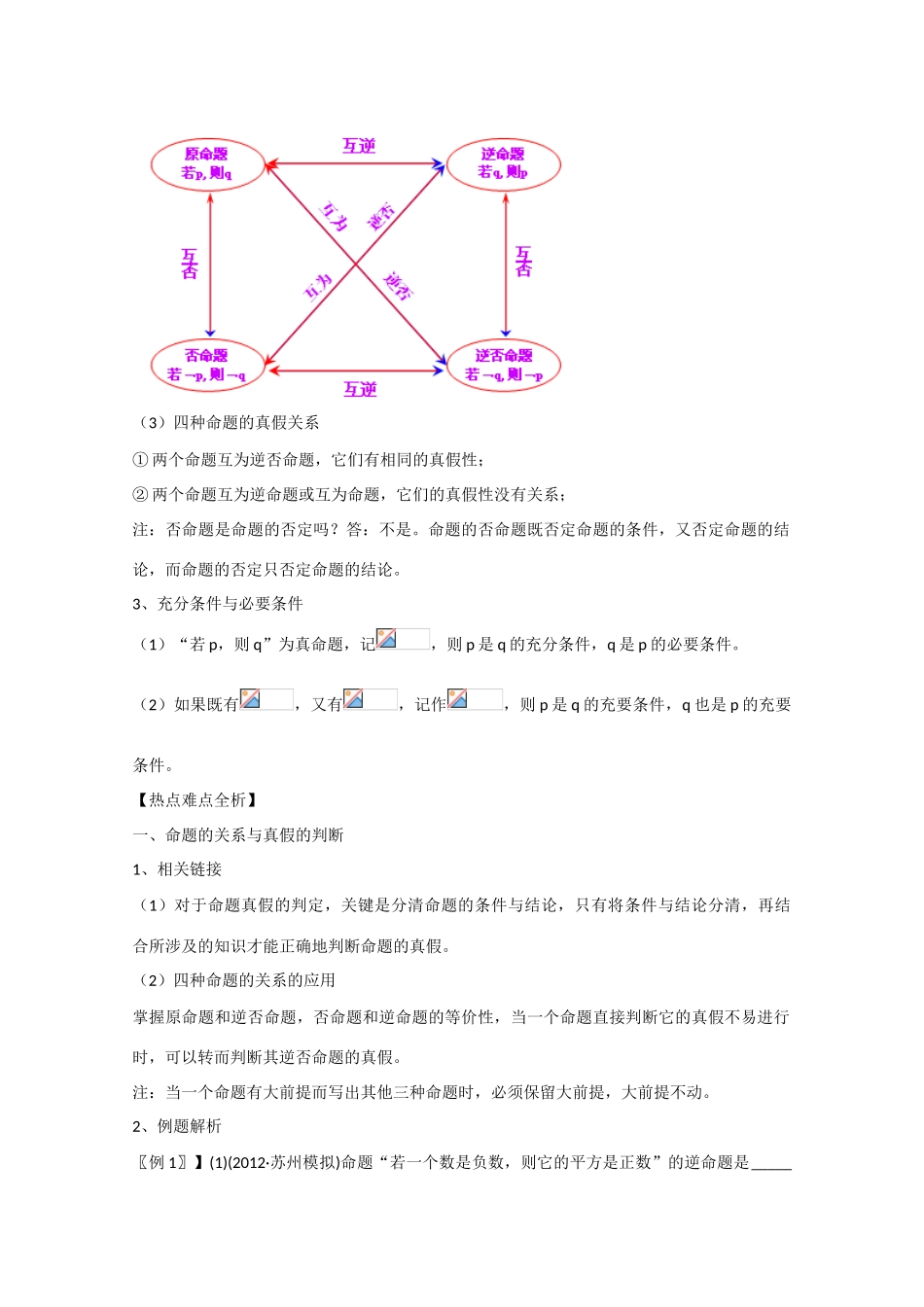 2013版高考数学一轮复习 1.2命题及其关系、充分条件与必要条件精品学案 _第2页