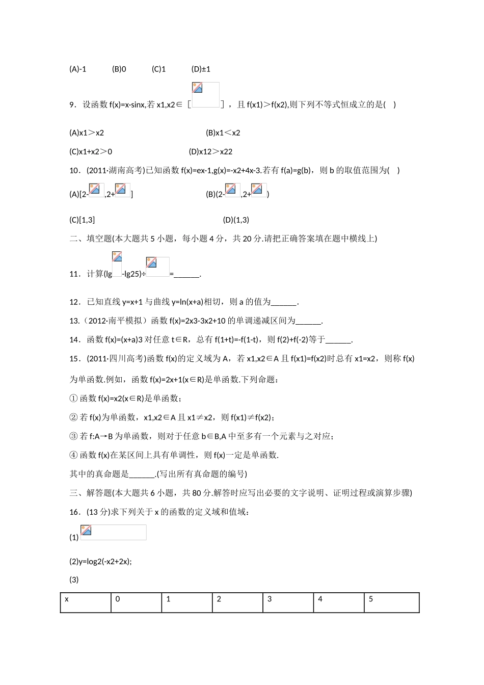 2013版高考数学一轮复习 第二章函数、导数及其应用（单元总结与测试）精品学案 新人教A版_第3页