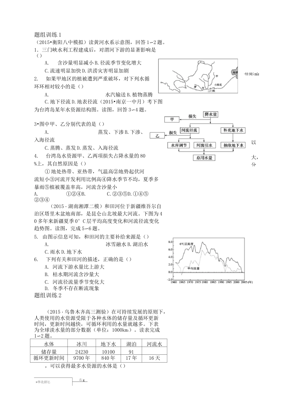 高中地理自然界的水循环练习题_第1页