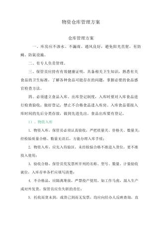 物资仓库管理方案