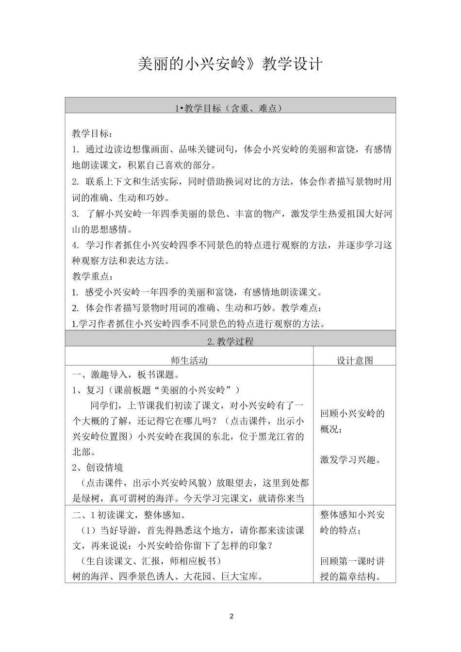 《美丽的小兴安岭》教案_第2页