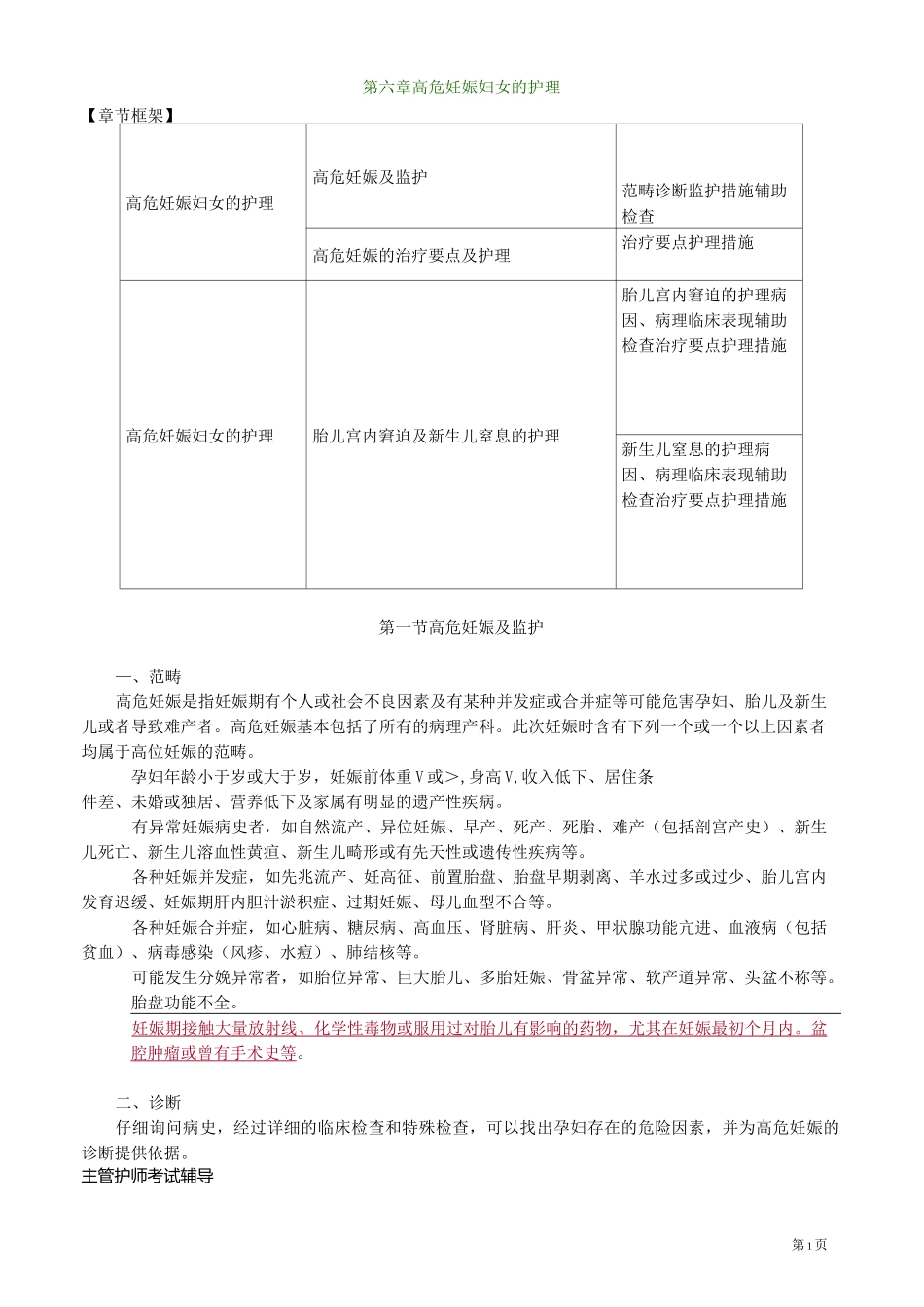 第六章 高危妊娠妇女的护理_第1页