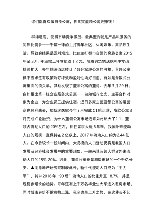 你们都喜欢做白领公寓,但其实蓝领公寓更赚钱!
