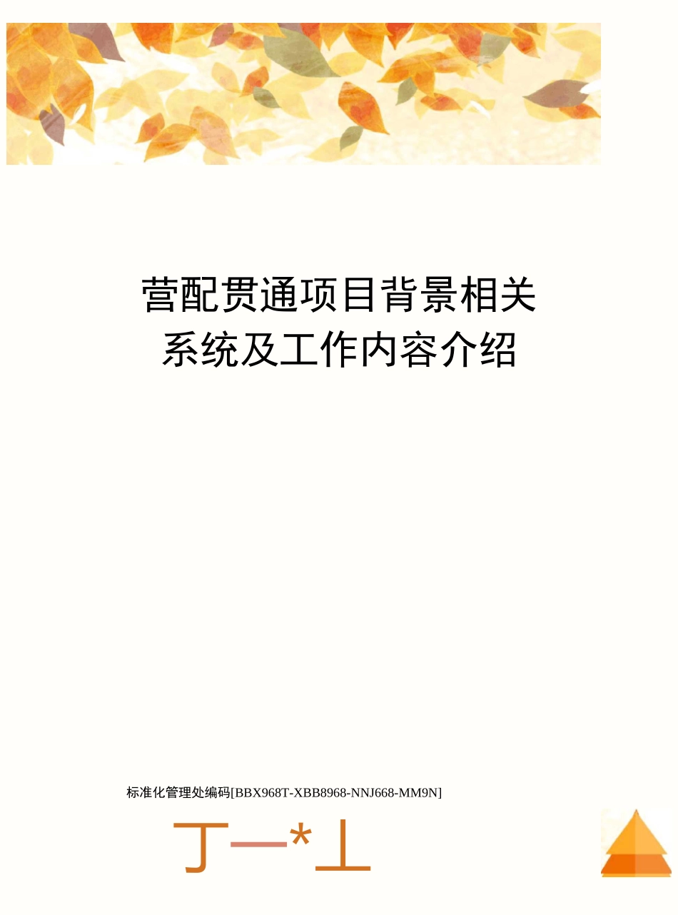 营配贯通项目背景相关系统及工作内容介绍完整版_第1页