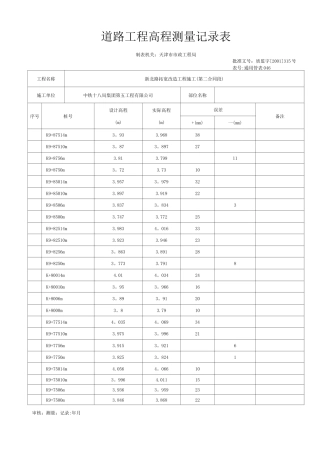 道路工程高程测量记录表