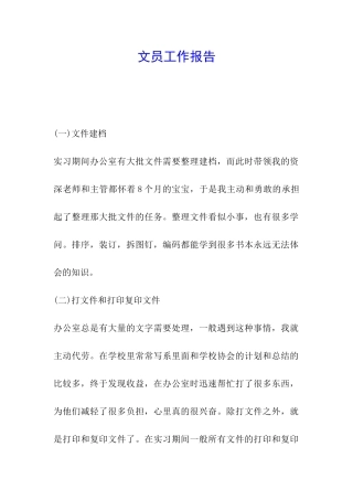 文员工作报告