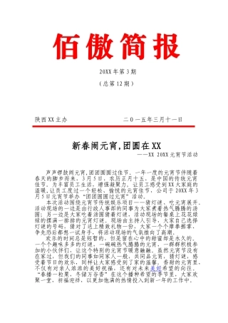 新春闹元宵-团圆在XX-元宵节活动简报