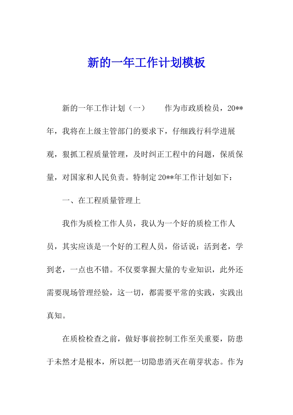 新的一年工作计划模板_第1页