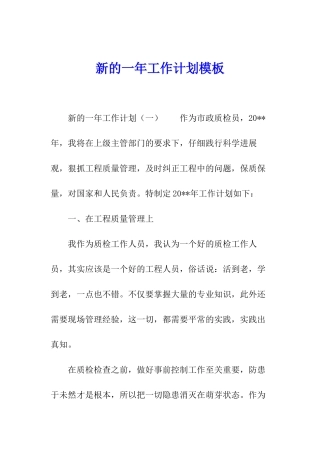 新的一年工作计划模板
