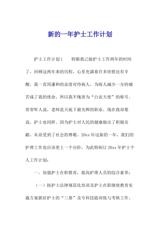 新的一年护士工作计划