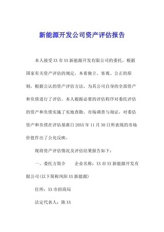 新能源开发公司资产评估报告