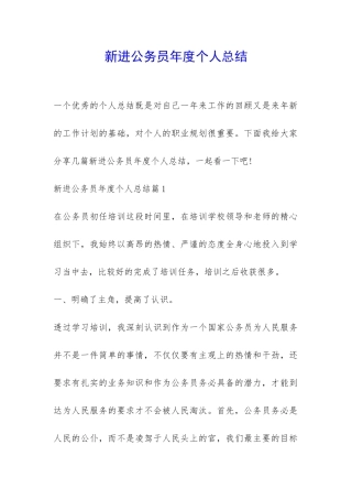 新进公务员年度个人总结-