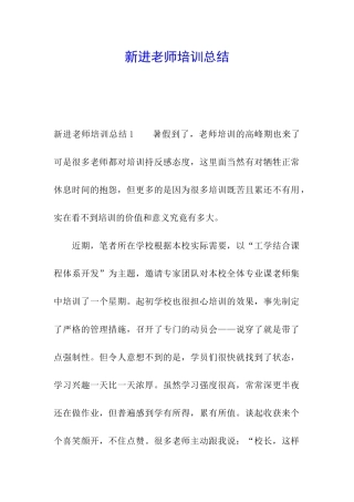 新进教师培训总结