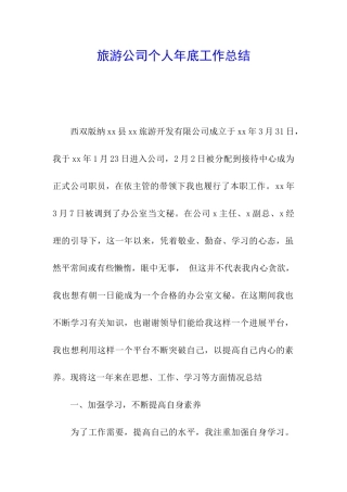 旅游公司个人年底工作总结