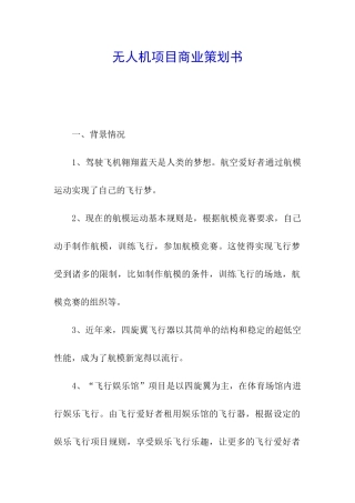 无人机项目商业策划书