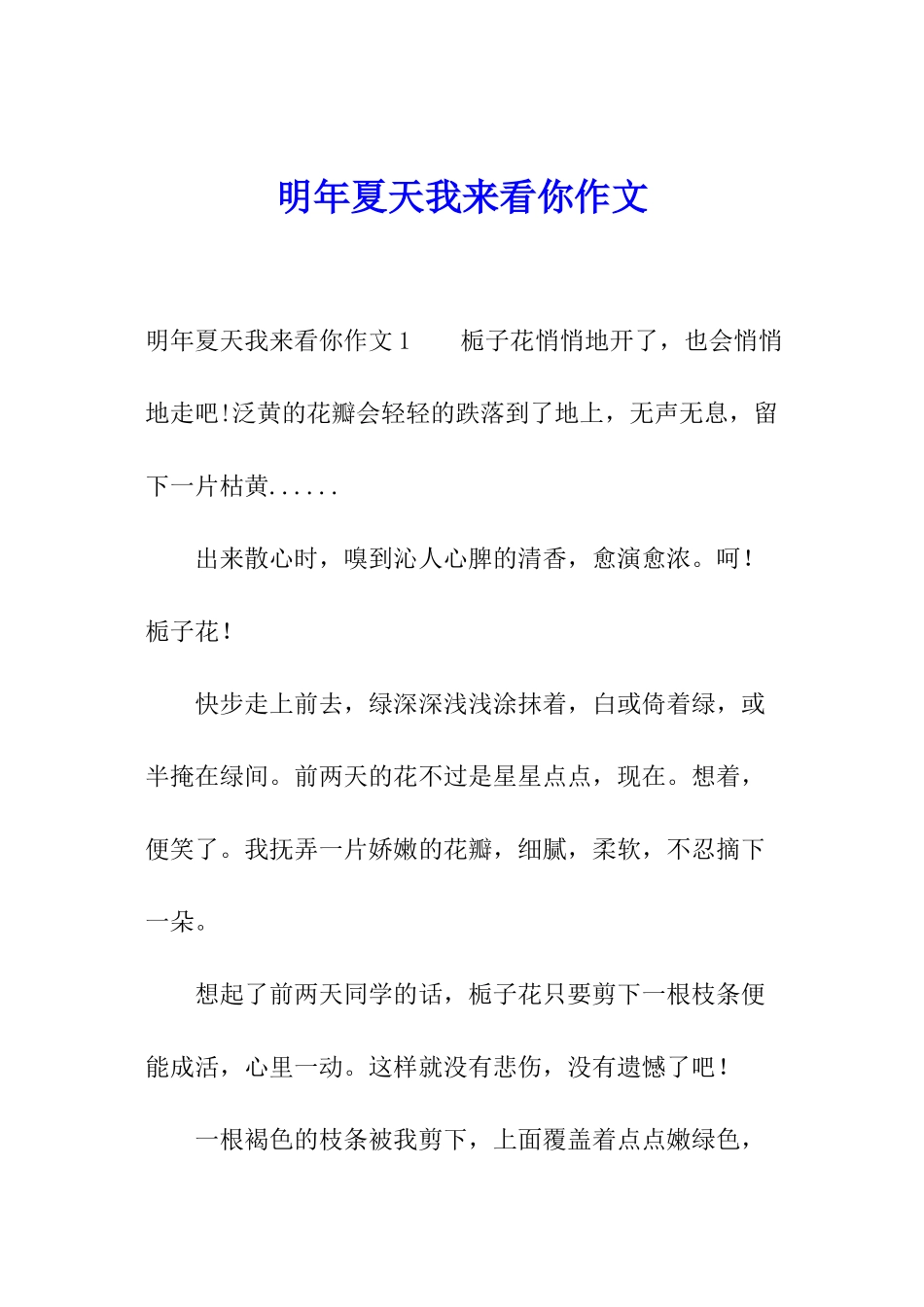 明年夏天我来看你作文_第1页