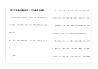 春天开学典礼演讲稿范文-开学典礼发言稿