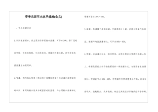 春季农田节水抗旱措施