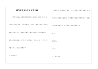 春节前安全生产大检查方案