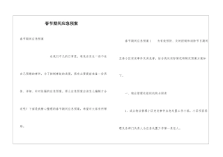 春节期间应急预案