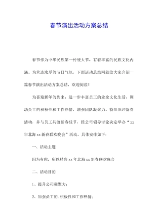 春节演出活动方案总结
