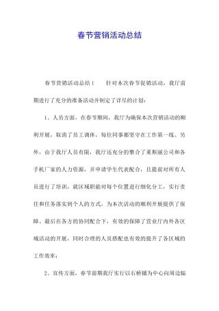 春节营销活动总结