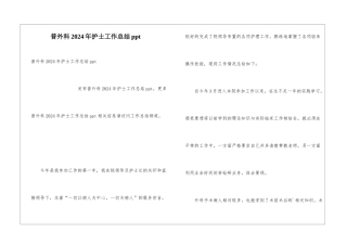 普外科2024年护士工作总结ppt