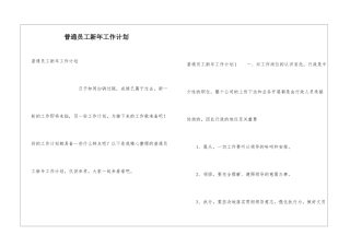 普通员工新年工作计划