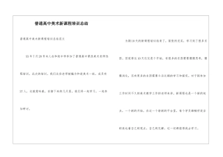 普通高中美术新课程培训总结