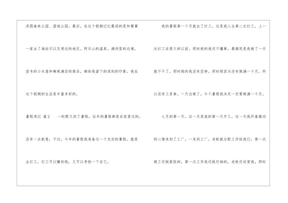暑假周记模板汇编十篇_第2页