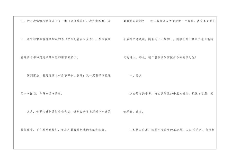 暑假学习计划(通用15篇)_第2页