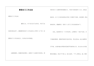 暑假实习工作总结