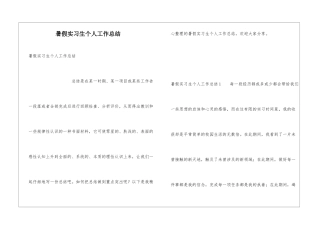 暑假实习生个人工作总结
