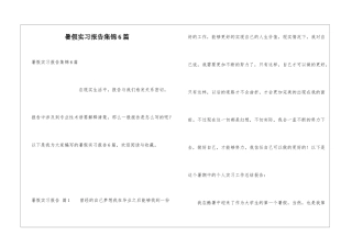 暑假实习报告集锦6篇
