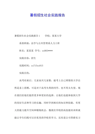 暑假招生社会实践报告